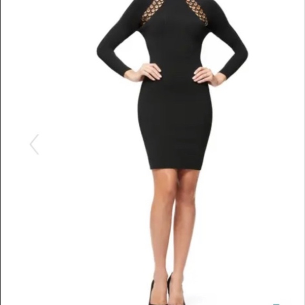 NWT GOOD AMERICAN GROMMET CUTOUT BLACK DRESS. Sz 1